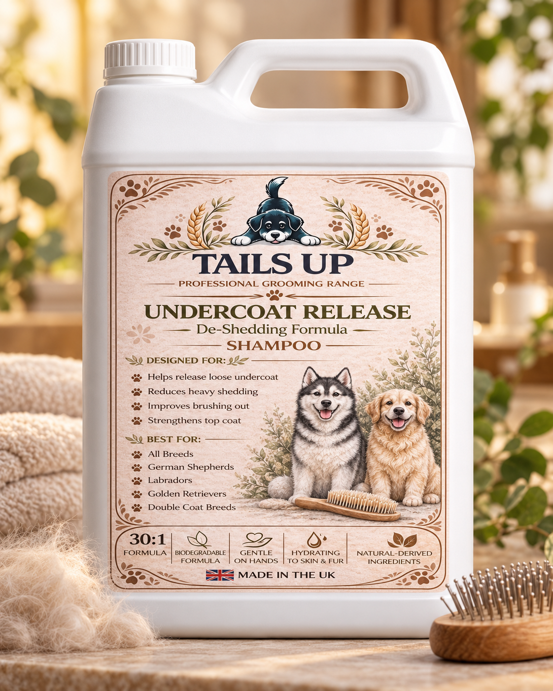 Tails Up Undercoat Release De-Shedding Dog Shampoo