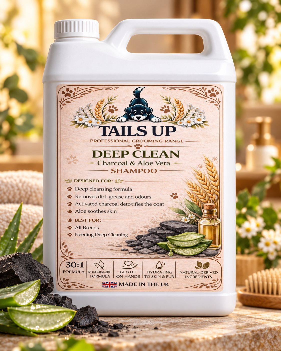 Tails Up Deep Clean Charcoal and Aloe Vera Dog Shampoo